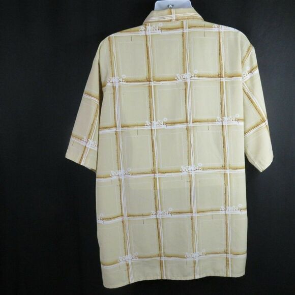 SouthPole Shirt Mens XL Short Sleeve Hip Hop South Pole Camp Plaid Logo Tan - Picture 7 of 12